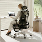 Flexispot Ergox Premium Ergonomic Office Chair With Footrest - Adjustable 3D Armrests, Dynamic Lumbar Support, Recline & Tilt Function, Mesh Seat, For Home & Office Use, Black