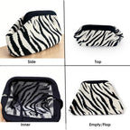Zebra Print Purse For Women,Knitted Striped Crossbody Dumpling Clutch Bag,White And Black Crochet Cloud Handbag For Summer Beach,Evening Party