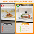Glass Microwave Splatter Cover for Food with Microwave Place Mat - Sturdy Plate Guard Lid with Vent Holes and Easy-Grip Silicone Handle - BPA Free, Dishwasher Safe (Black)