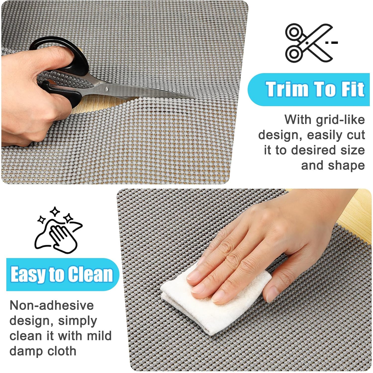 Songrey Non-Adhesive Drawer and Shelf Liner, 12IN x 20FT Non Slip Cabinet Liners, Protect Kitchen Cupboard, Bathroom Drawers, Breathable, Thick Strong Grip mat (Dark Gray)