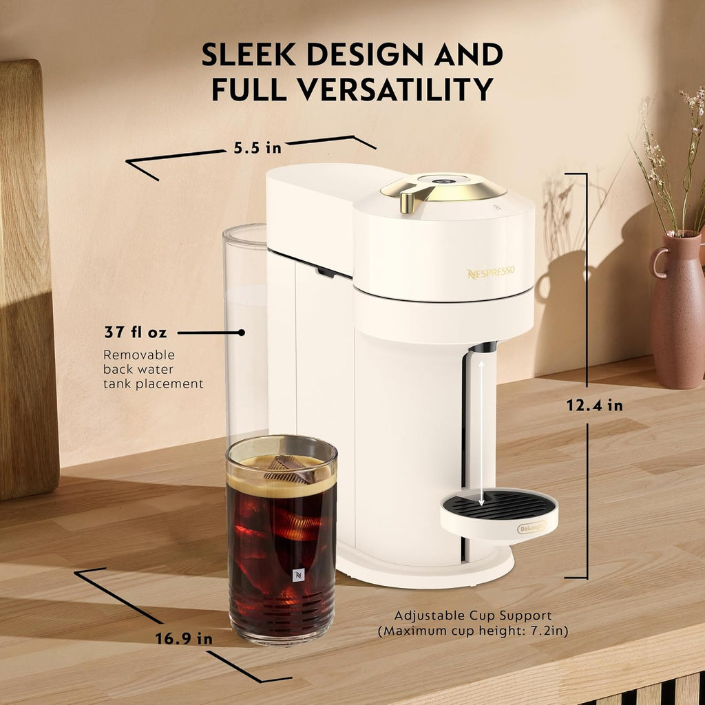 Nespresso Vertuo Next Coffee And Espresso Maker By De'Longhi, Creamy White And Gold