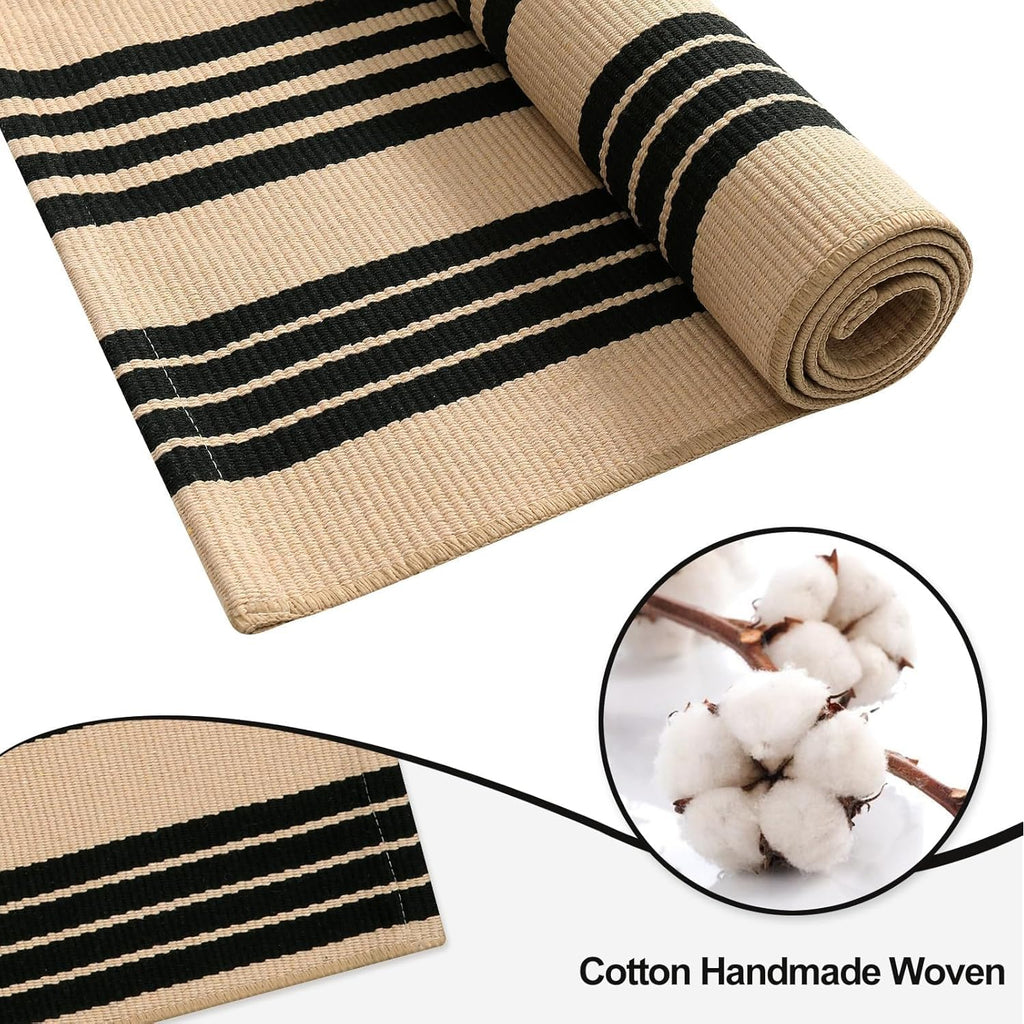 OJIA Front Door Mat 24"x51", Machine Washable Porch Rug Outdoor Door Mat Striped Entryway Rugs Indoor Outdoor Rugs Cotton Woven Entry Rug for Kitchen/Bathroom/Farmhouse/Home Entrance