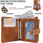 Small Checkered Wallet For Women,Rfid Blocking Pu Leather Bifold Wallet,Cute Compact Credit Card Holder Purse With 8 Card Slots,Id Window And Coin Pocket(Brown)