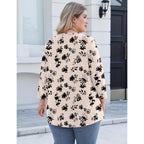 Lomon 3/4 Length Sleeve Womens Plus Size Tops V Neck Tunic Blouses Dressy Casual Oversized Basic Tees Loose Fit Shirts