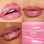 iMethod pH Plumping Lip Gloss - Color Changing Lip Oil with 24H Hydration, High-Shine Long Lasting Lip Tint, Lightweight Non-Sticky, with Lip Gloss Keychain Holder, 055 pH Rose