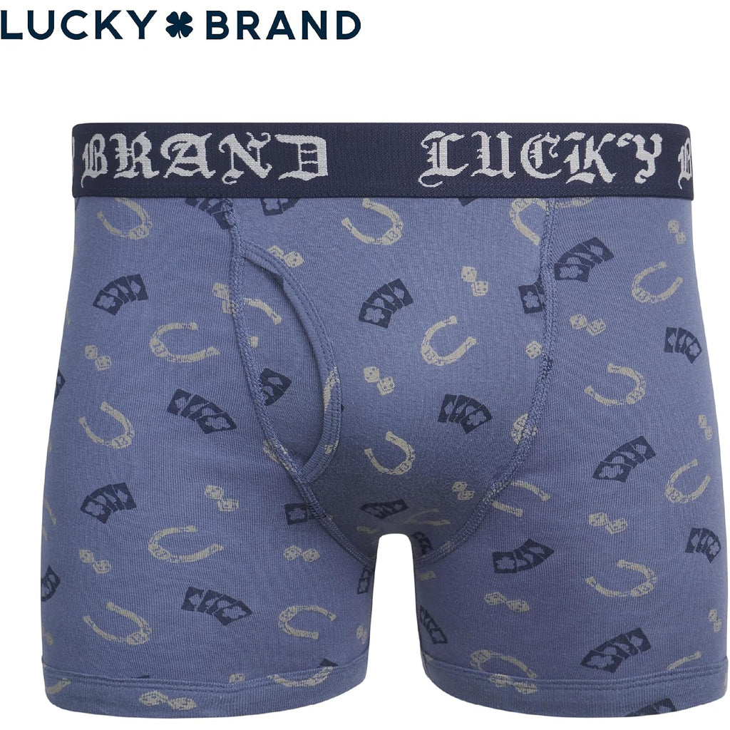 Lucky Brand Mens Underwear Boxer Briefs - 3 Pack Soft Cotton Blend Boxers For Men With Functional Fly Pouch, 6" Inseam