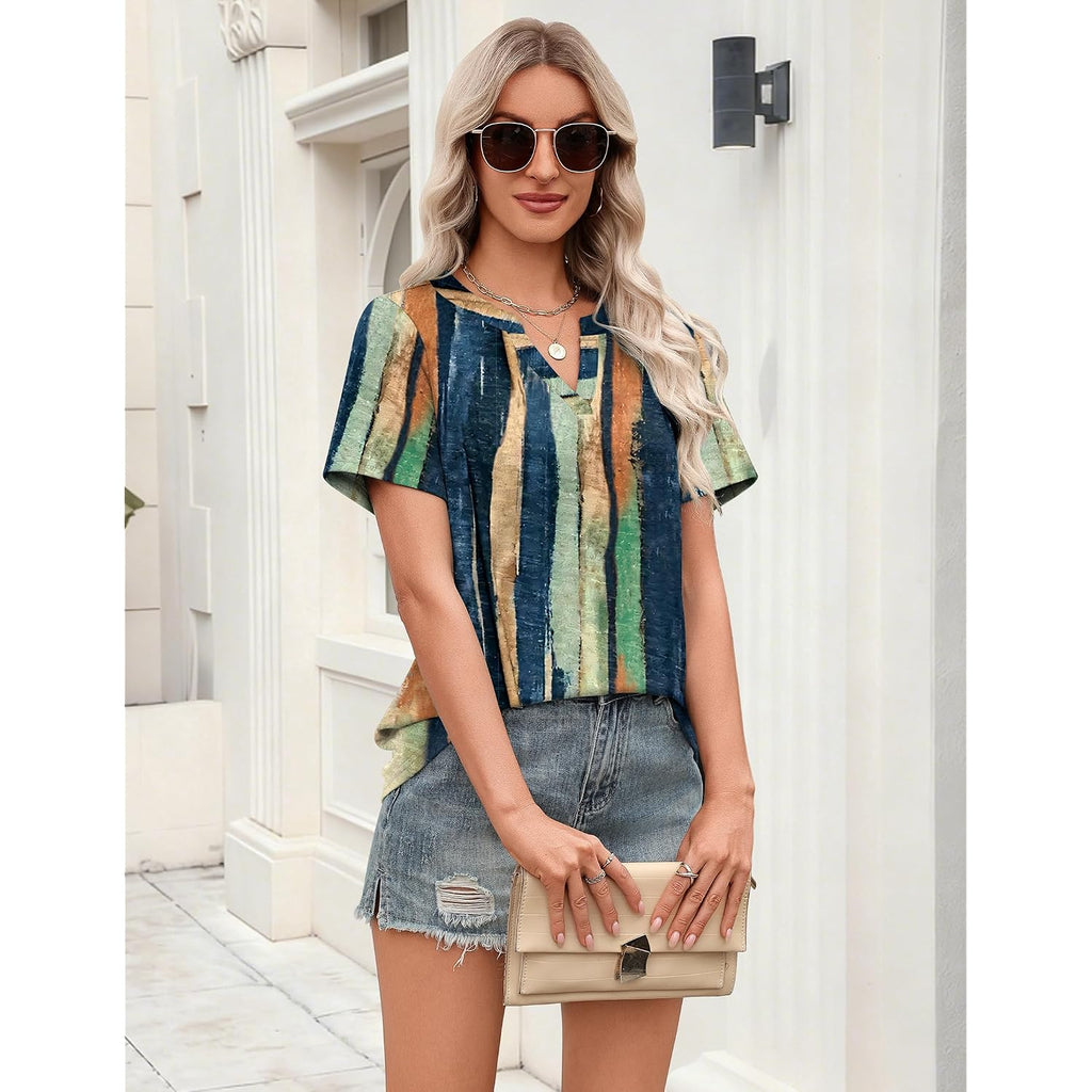 Zeagoo Womens Tops Short Sleeve V Neck Tee Shirts Cute Dressy Casual Clothing Business Work Blouse Multicolor-cx289