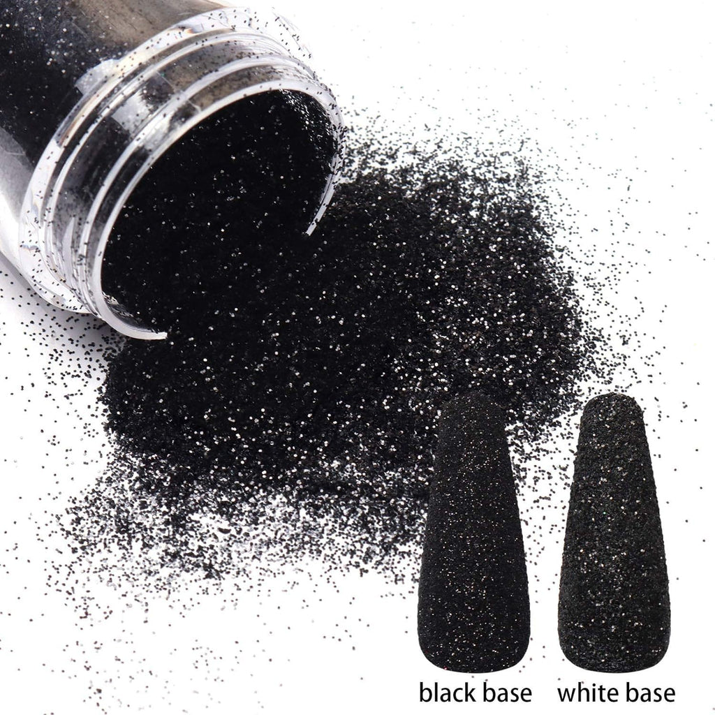 0.2mm Black Nail Glitter White Rainbow Holographic Shining Sugar Nail Glitter Candy Coat Powder Sugar Coating Effect Nail Pigment Powder Nail Art Decorations Dust Diamond Dust for Nails (B)