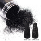 0.2mm Black Nail Glitter White Rainbow Holographic Shining Sugar Nail Glitter Candy Coat Powder Sugar Coating Effect Nail Pigment Powder Nail Art Decorations Dust Diamond Dust for Nails (B)