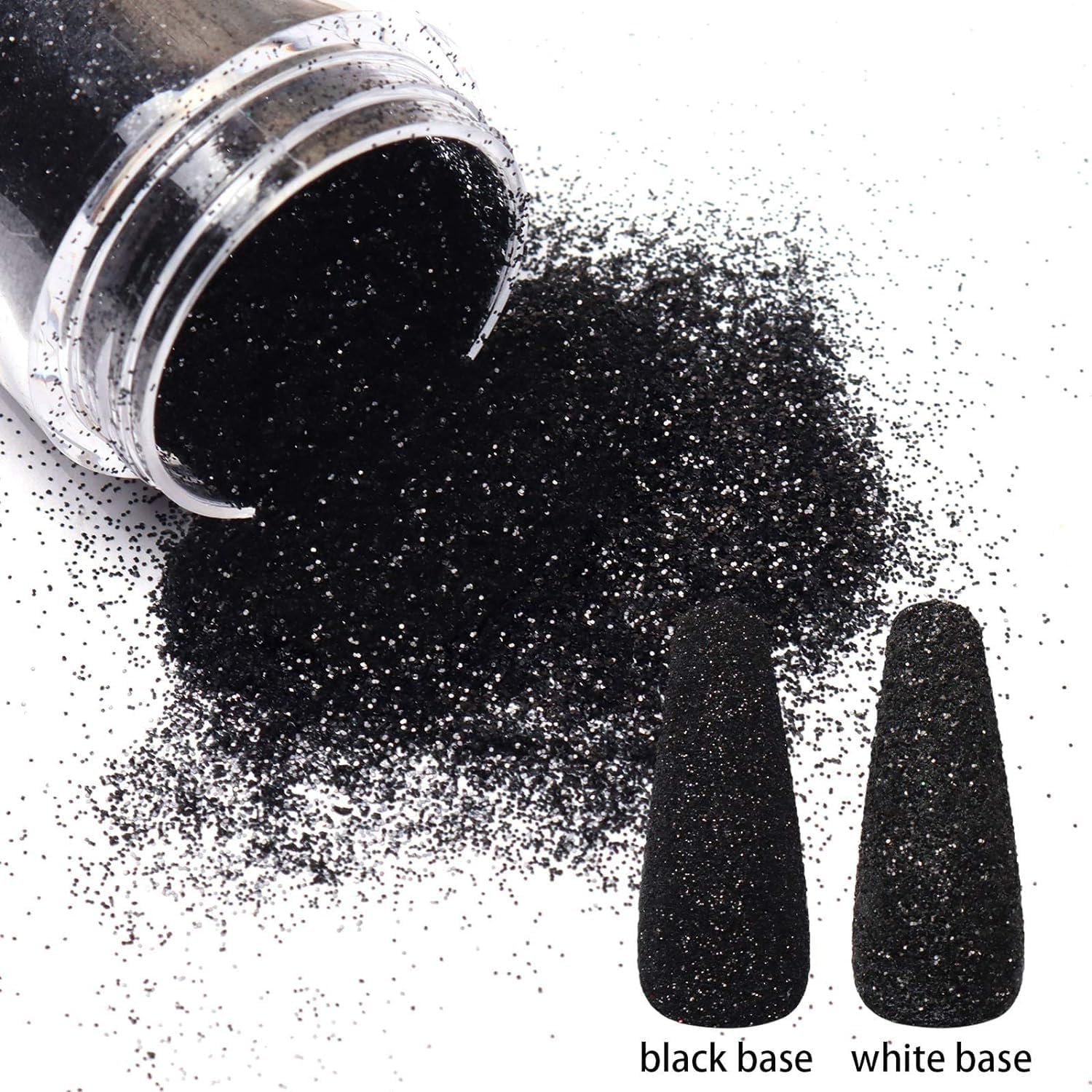 0.2mm Black Nail Glitter White Rainbow Holographic Shining Sugar Nail Glitter Candy Coat Powder Sugar Coating Effect Nail Pigment Powder Nail Art Decorations Dust Diamond Dust for Nails (B)