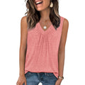 Ofeefan Tank Top For Women Loose Fit Sleeveless Shirts V Neck Summer Clothes Ruched Women'S Tees And Tanks Curved Hem