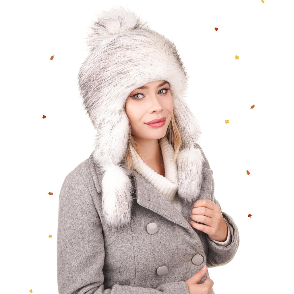 Futrzane Classic Ear Flaps Hat - Fur Trapper Hat for Women - Winter Ushanka Hat