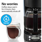 Hamilton Beach 12 Cup Programmable Hot & Iced Coffee Maker | Glass Carafe | Auto-Pause And Pour | 4-Hour Auto Shutoff | Black With Chrome Accents | 43690J