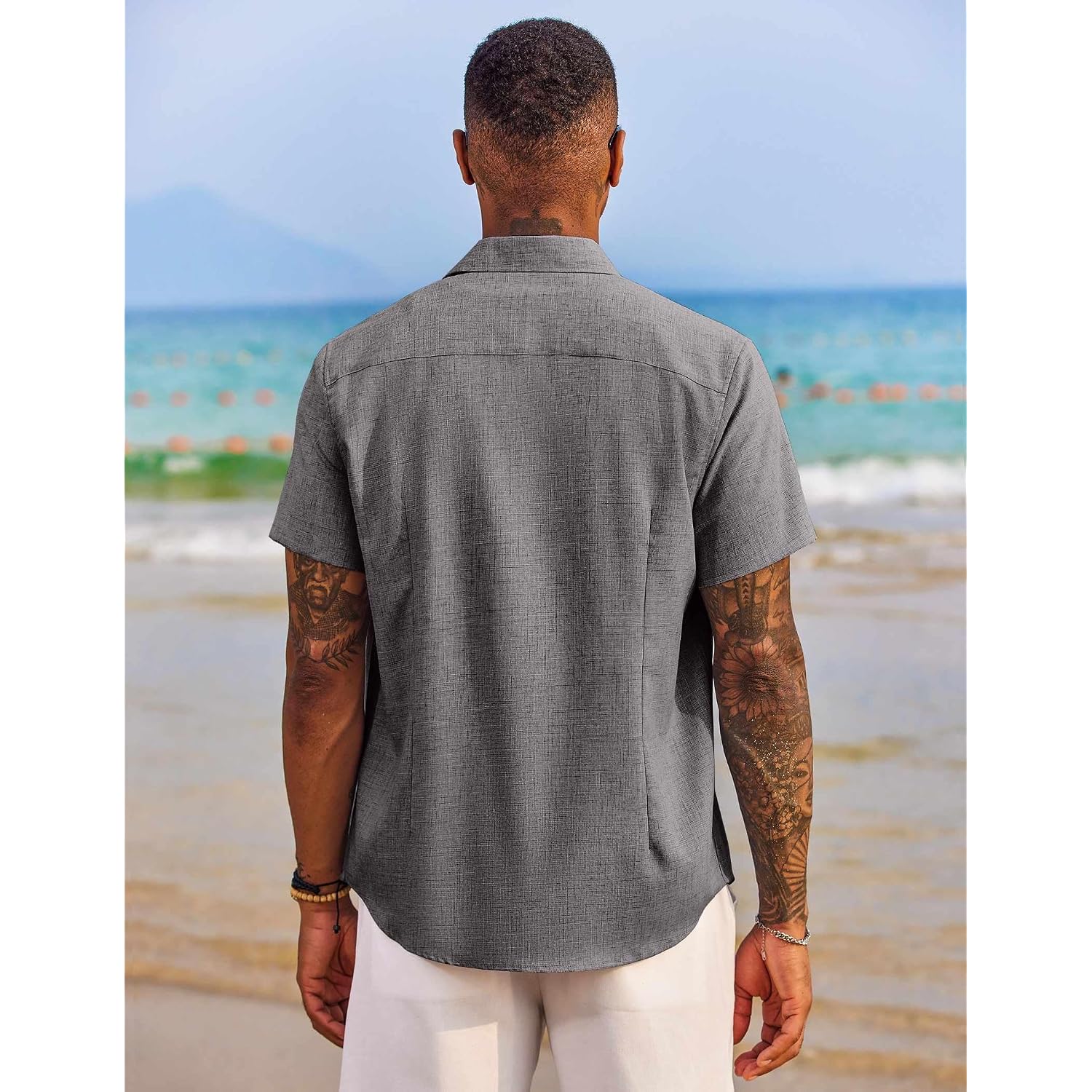 Coofandy Men'S Button Down Shirts Short Sleeve Casual Summer Beach Vacation Wedding Shirt With Pocket