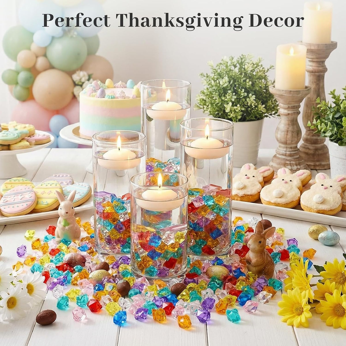 150Pcs Multicolored Acrylic Fake Gems, Crushed Ice Rocks Pirate Treasure Jewels Vase Fillers, Table Scatter, Sensory Bin Filler, Photo Props, Pirate Party Favors Easter Decor
