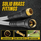 Bionic Steel Pro 50 Ft Metal Garden Hose With Brass Nozzle | Water Hose Made From Heavy Duty 304 Stainless Steel, Flexible, Lightweight, Brass Fittings, Non Kinking, 500 Psi