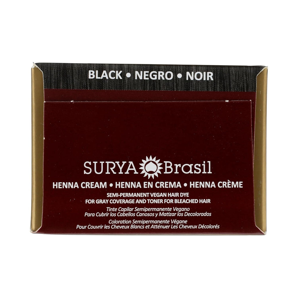 Surya Brasil - Henna Cream for Gray Coverage, Semi Permanent Natural Henna Deep Conditioning Hair Color Treatment, Black, 2.37 oz / 70 ml