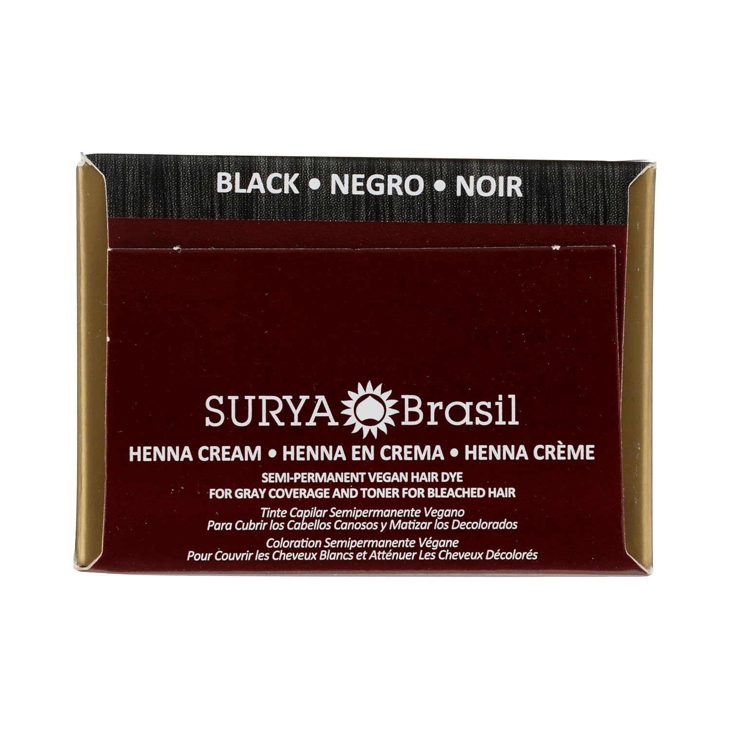 Surya Brasil - Henna Cream for Gray Coverage, Semi Permanent Natural Henna Deep Conditioning Hair Color Treatment, Black, 2.37 oz / 70 ml
