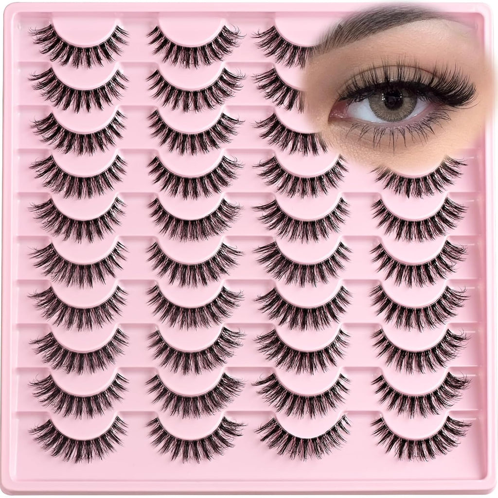 Lashes False Eyelashes Cat Eye Fake Lash Strips Natural Wispy Eyelash Pack Short Mink Cateye Strip Lashes Natural Look Clear Band Demi Wispies Pestañas Postizas For Daily Makeup And Beginners