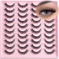 Lashes False Eyelashes Cat Eye Fake Lash Strips Natural Wispy Eyelash Pack Short Mink Cateye Strip Lashes Natural Look Clear Band Demi Wispies Pestañas Postizas For Daily Makeup And Beginners