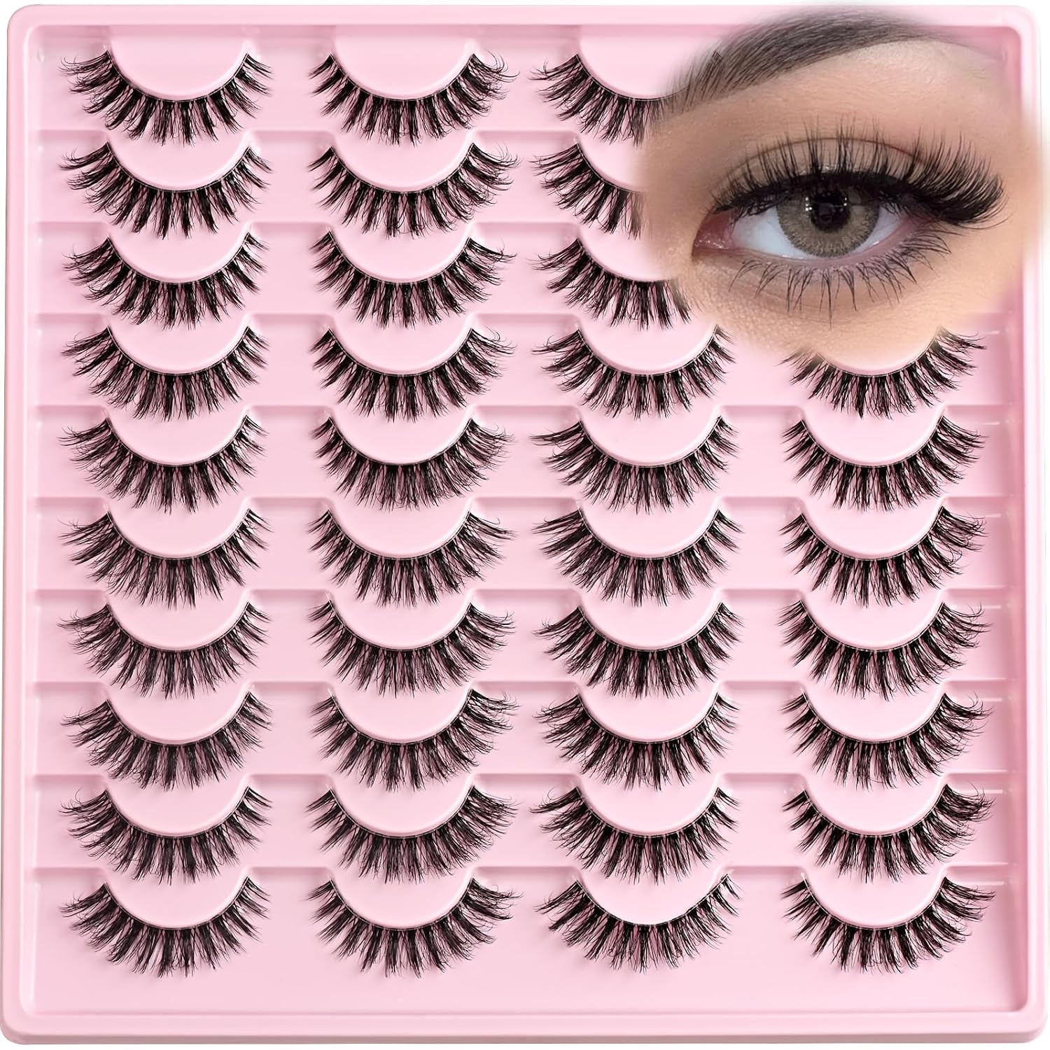 Lashes False Eyelashes Cat Eye Fake Lash Strips Natural Wispy Eyelash Pack Short Mink Cateye Strip Lashes Natural Look Clear Band Demi Wispies Pestañas Postizas For Daily Makeup And Beginners
