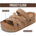 Project Cloud 100% Genuine Leather Platform Sandals Women – Strappy Wedges With Comfortable Plush Insole – Lightweight & Non Slip Wedge Sandals For Women 2026 (Pacifica)