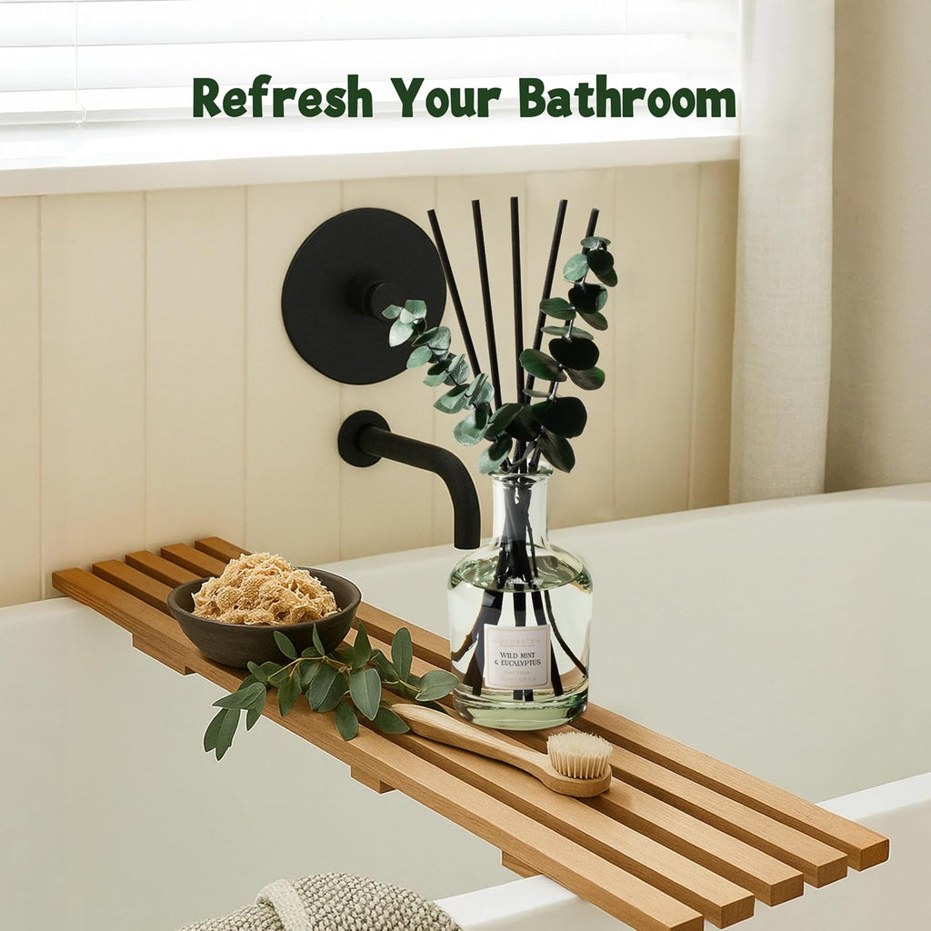 Wild Mint & Eucalyptus Reed Diffuser – 6.76 Oz Essential Oil With 8 Reeds & Real Eucalyptus Sticks, Home Fragrance For Bedroom Or Bathroom Décor
