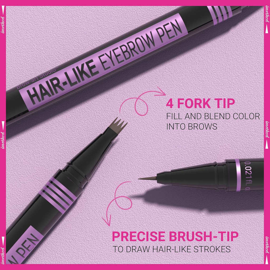 Imethod Eyebrow Pen - Eyebrow Pencil Magic 2-In-1 Eye Brow Pencils For Women With 4-Fork-Tip And Precise Brush-Tip Create Natural Hair-Like Brows, Last All Day, Microblading Eyebrow Pen, Dark Brown