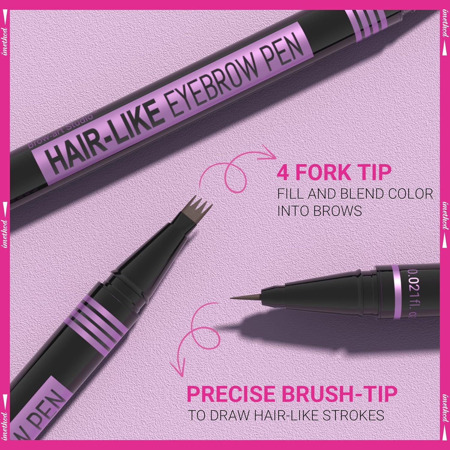iMethod Eyebrow Pen - Eyebrow Pencil Magic 2-in-1 Eye Brow Pencils for Women with 4-Fork-Tip and Precise Brush-Tip Create Natural Hair-Like Brows, Last All Day, Microblading Eyebrow Pen, Dark Brown