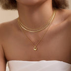 NECOCY Layered Gold Necklaces for Women, Trendy 14k Gold/Silver Plated Pendant Necklace Stack Simple Herringbone Chain Choker Set Gold Jewelry Gifts