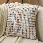 Aeckself Boho Chenille Tufted Pillow Cover 20 X 20 Inch, Decorative Square Throw Pillow Cover Neutral Pillowcase For Couch Bedroom Living Room, Orange White