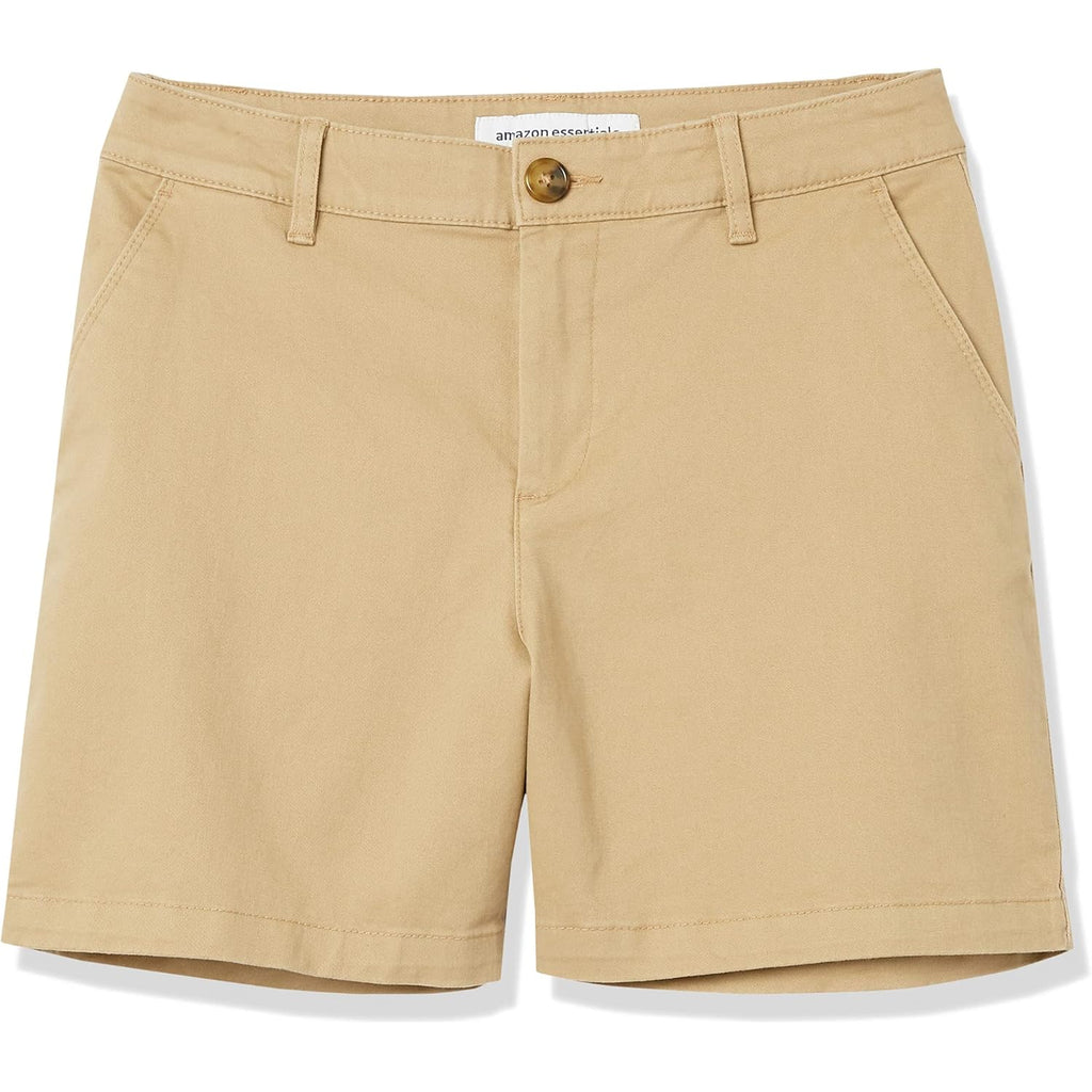 Women's Mid-Rise Slim-Fit 5 Inch Inseam Khaki Shorts (Available in Straight and Curvy Fits)