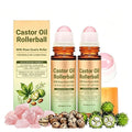 2Pcs Castor Oil With Rose Quartz Roller - 100% Cold Pressed Moisturizing Oil With Rose Quartz Roller Ball For Face And Body, Hair, Eyebrows, Moisturize Skin