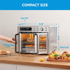Midea Flexify Classic French Door Toaster Oven Air Fryer Combo, 10-in-1 Large Capacity 26.4 QT Countertop Oven, 25% Faster Cooking and 90% Less Oil, Stainless Steel