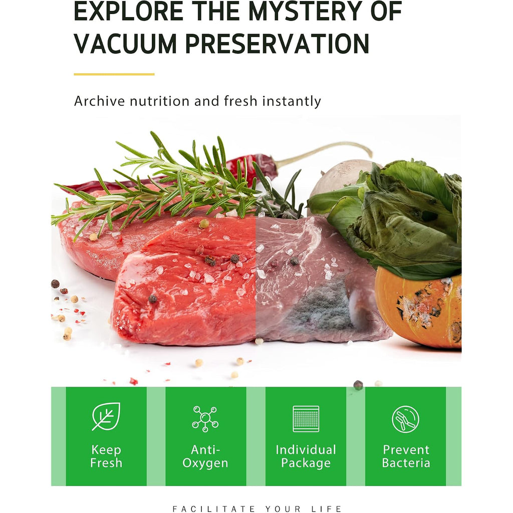 Syntus Vacuum Sealer Bags, 2 Rolls 8" X 50' Commercial Grade Bag Rolls, Bpa Free Food Vac Bags For Storage, Meal Prep Or Sous Vide