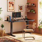 Huuger Electric Standing Desk With Power Outlets And Usb-C Port, 47 X 24 Inch Height Adjustable Desk, Sit Stand Desk For Home Office, Computer & Gaming Desk With 4 Presets, Stable Steel Frame, Black