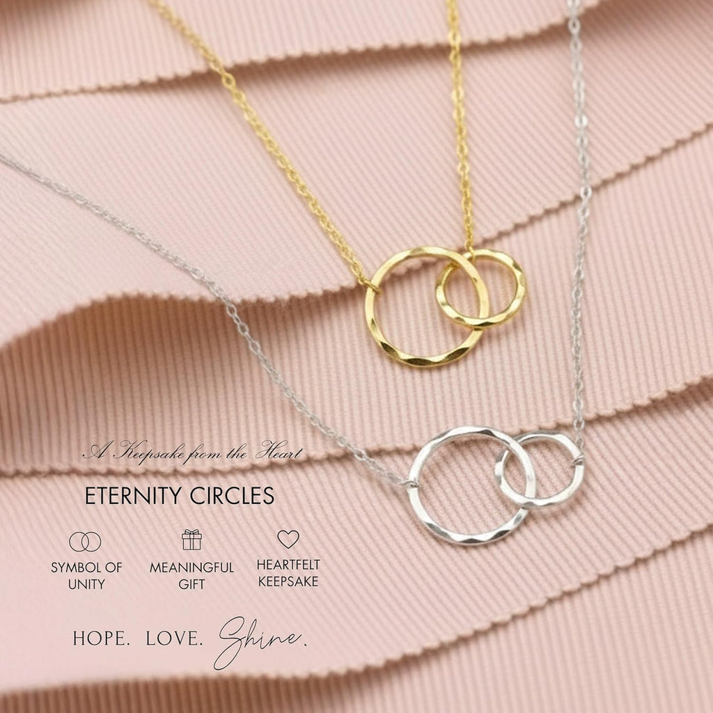 HOPE LOVE SHINE Mother Daughter Necklace With Message Card, Premium Jewelry Gift