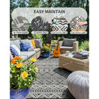 Montvoo Outdoor Rug Carpet Waterproof 5X8 Outdoor Patio Rug Mat Reverisble Plastic Straw Outdoor Rug For Rv Camping Picnic Beach Balcony Boho Grey