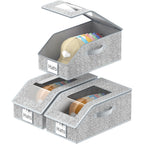 3 Pack Stackable Hat Organizer For Baseball Caps, Hat Storage With Clear Window Lid, Holds Up To 45 Ball Cap Storage Organizer, Foldable Hat Box Holder With Cardboard, For Closet Bedroom Shelf(Grey)