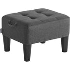 Songmics Foot Stool With Legs, Small Footstool Ottoman, Linen-Look Fabric Seat With Thick Cushion, For Living Room, Bedroom, Entryway, 330 Lb Weight Capacity, Dark Gray Ulom502G01