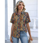 Button Down Shirts for Women Short Sleeve Collared Tops Dressy Casual V Neck Blouses