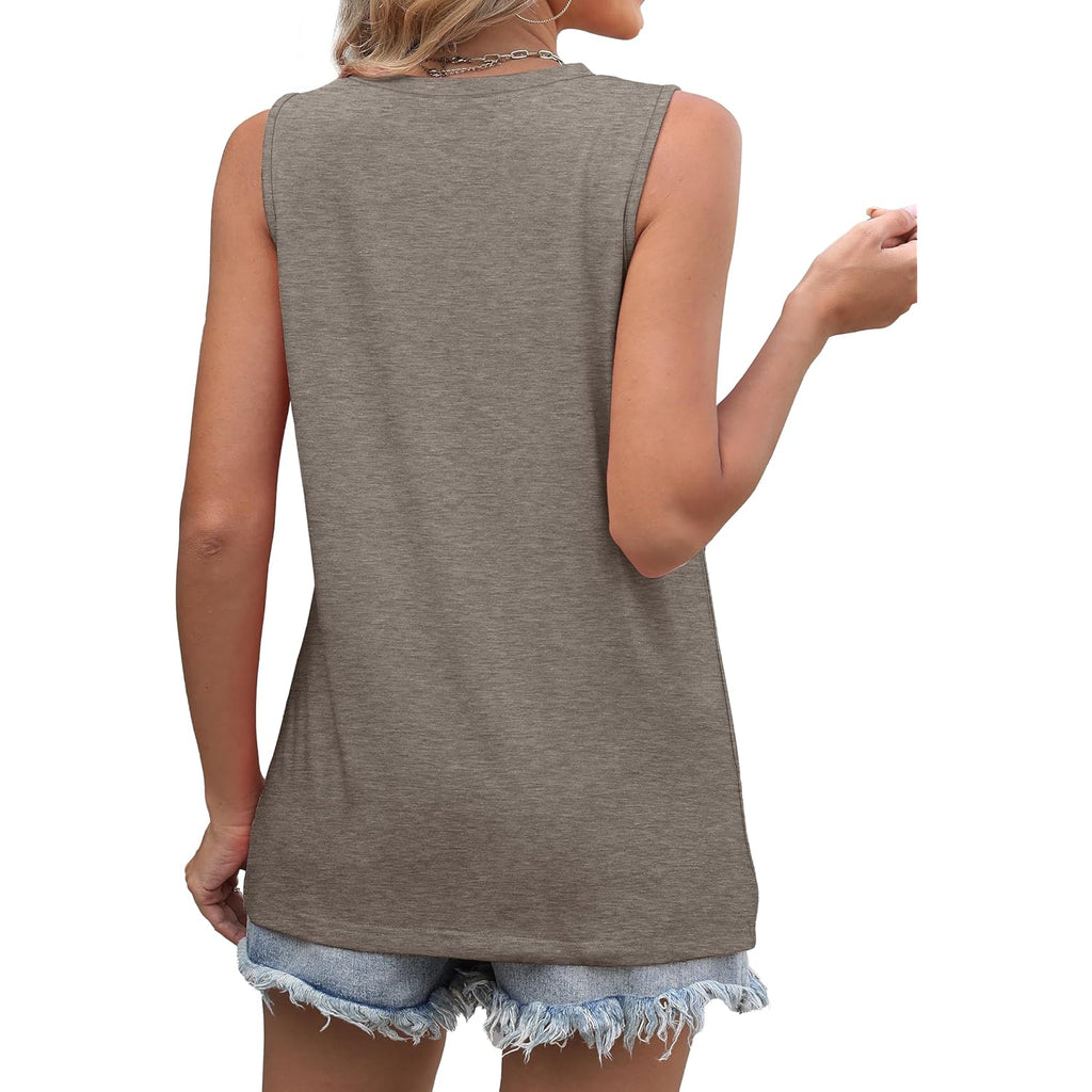 Women's Sleeveless Summer Crewneck Loose Fit Tank Tops