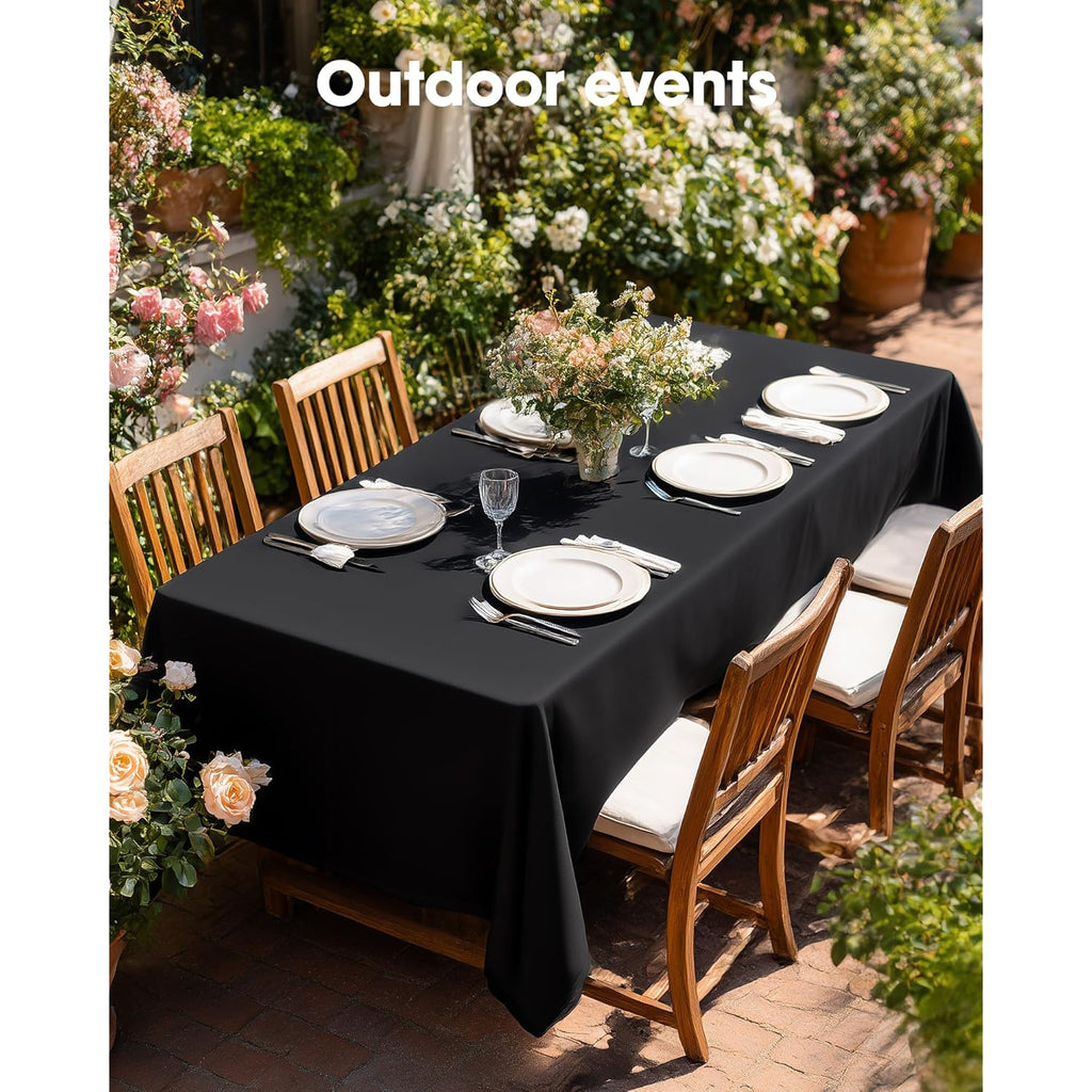Pureegg Rectangle Table Cloth 60" x 84" – Durable Polyester Tablecloth Offers Reusable & Washable Protection, Ideal for Outdoor Party, Picnic, Wedding, Banquet and Birthday, 1 Pack, Black