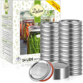 Dalzom® 24Pcs Canning Lids with 24Pcs Rings Regular Mouth, Premium Mason Jar Lids with Bands/Rings for Ball, Kerr Jars - Food Grade Material, 100% Fit & Airtight for Regular Mouth Mason Jars