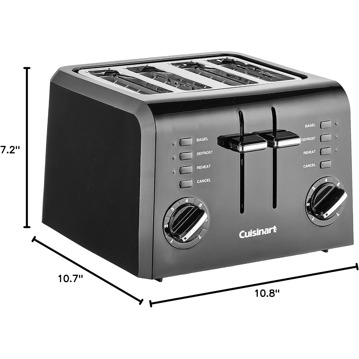 Cuisinart 4-Slice Compact Plastic Toaster, Black, CPT-142BKP1