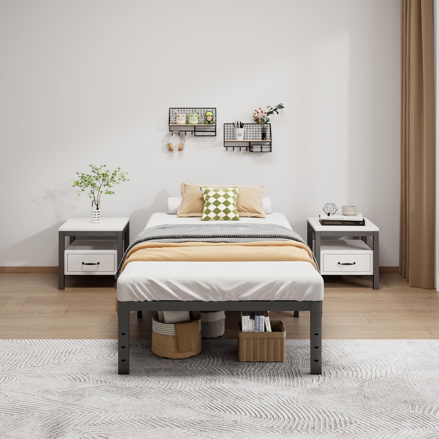 Lumunance Metal Bed Frame Twin Size - 14 Inch Heavy-Duty Twin Platform Bed Frame No Box Spring Needed, Easy Assembly, Noise-Free, Sturdy Mattress Foundation, Underbed Storage Space