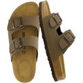 Cushionaire Lane Cork Footbed Womens Sandals Comfortable Double Buckle Slip On Sandals For Women With Arch Support And Classic Two Strap Design