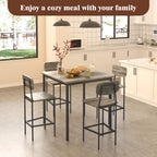 Kitchen Table And Chairs Of 4, 5 Piece Dining Table Set, Sturdy Industrial Space Saving Dinette Set For Pub, Family Dinners, Apartment, Gray