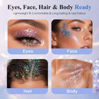 Chameleon Face Body Glitter Palette, 6 Color Pressed Multi Chrome Chunky Glitter For Eyes Face Hair Body, Festival Makeup For St Patrick’S Day, Mardi Gras, Halloween Christmas Rave Party Cosplay (02)