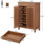 Tribesigns Shoe Cabinet, 5-Tier Shoe Storage Cabinet With Louvered Doors And Drawer, Freestanding Wooden Shoe Rack Organizer With Adjustable Shelves For Entryway, Hallway, Closet, Brown